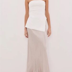 DISSH Chalk Satin Maxi Skirt